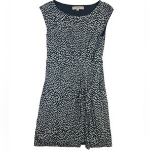 LOFT Navy Blue White Floral Print Sleeveless Dress Women’s XS